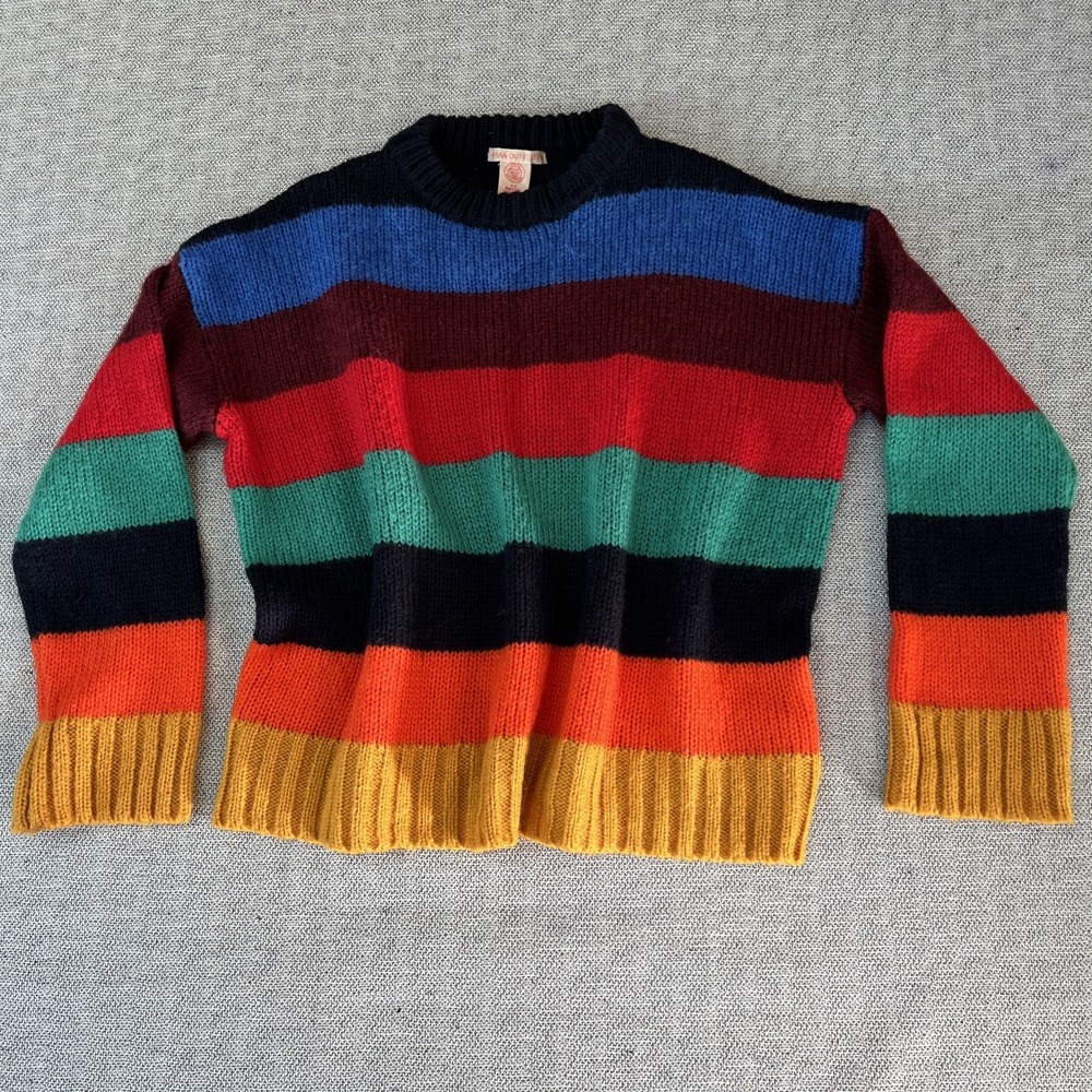 Urban Outfitters Striped Sweater Multicolor Rainbow Knit Casual Pullover Sz Sm